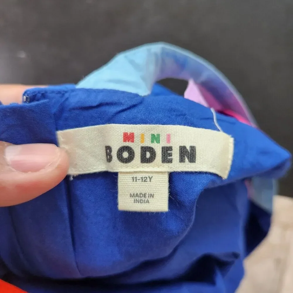 Mini Boden 11-12YR Sapphire Blue Rainbow Multi Strap Flare Dress NWT